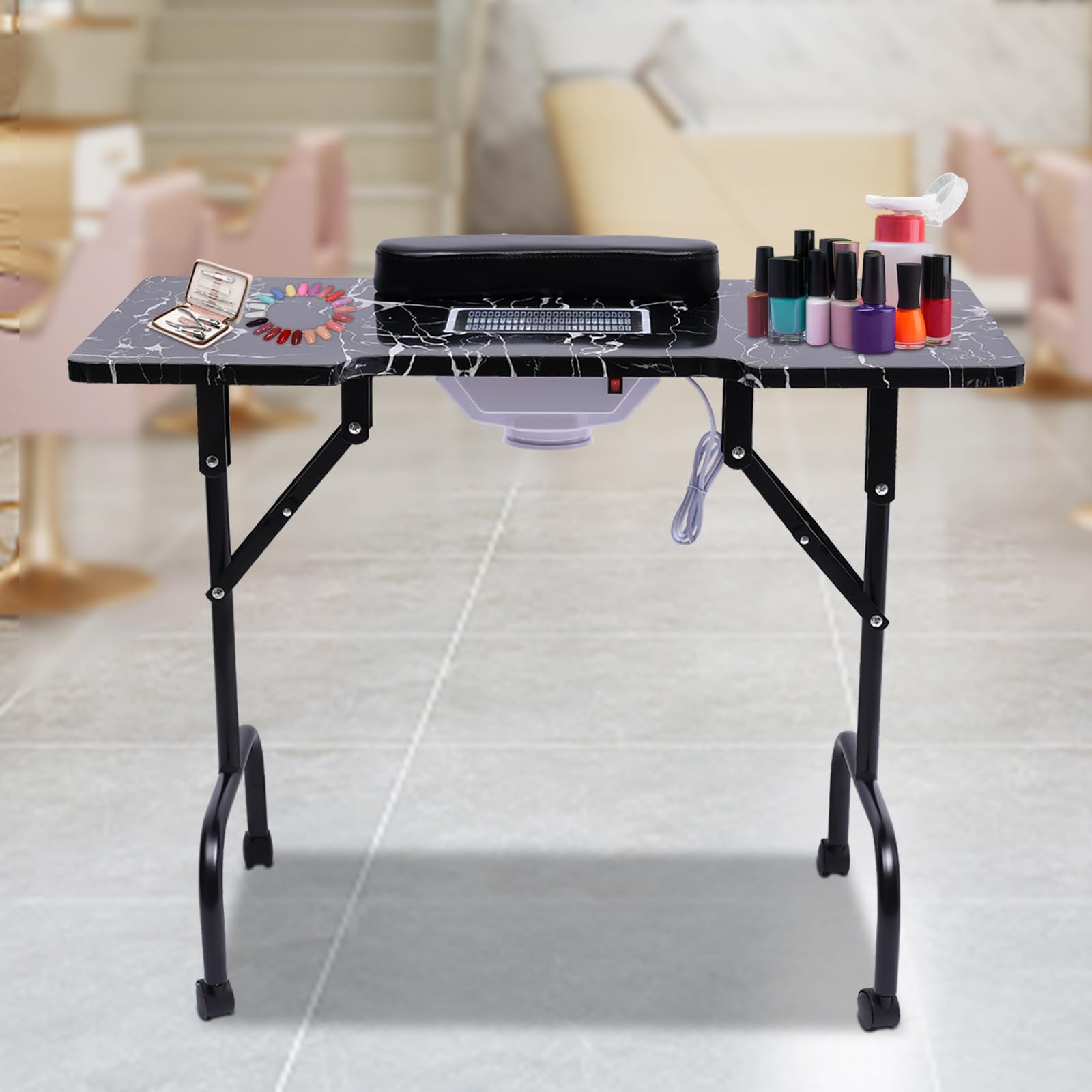 Maniküre-Tisch, tragbar, faltbar, für Nagelstudios, Schönheitssalon, Schönheit, Nagelkunst, Schönheits-Set, Klapptisch
