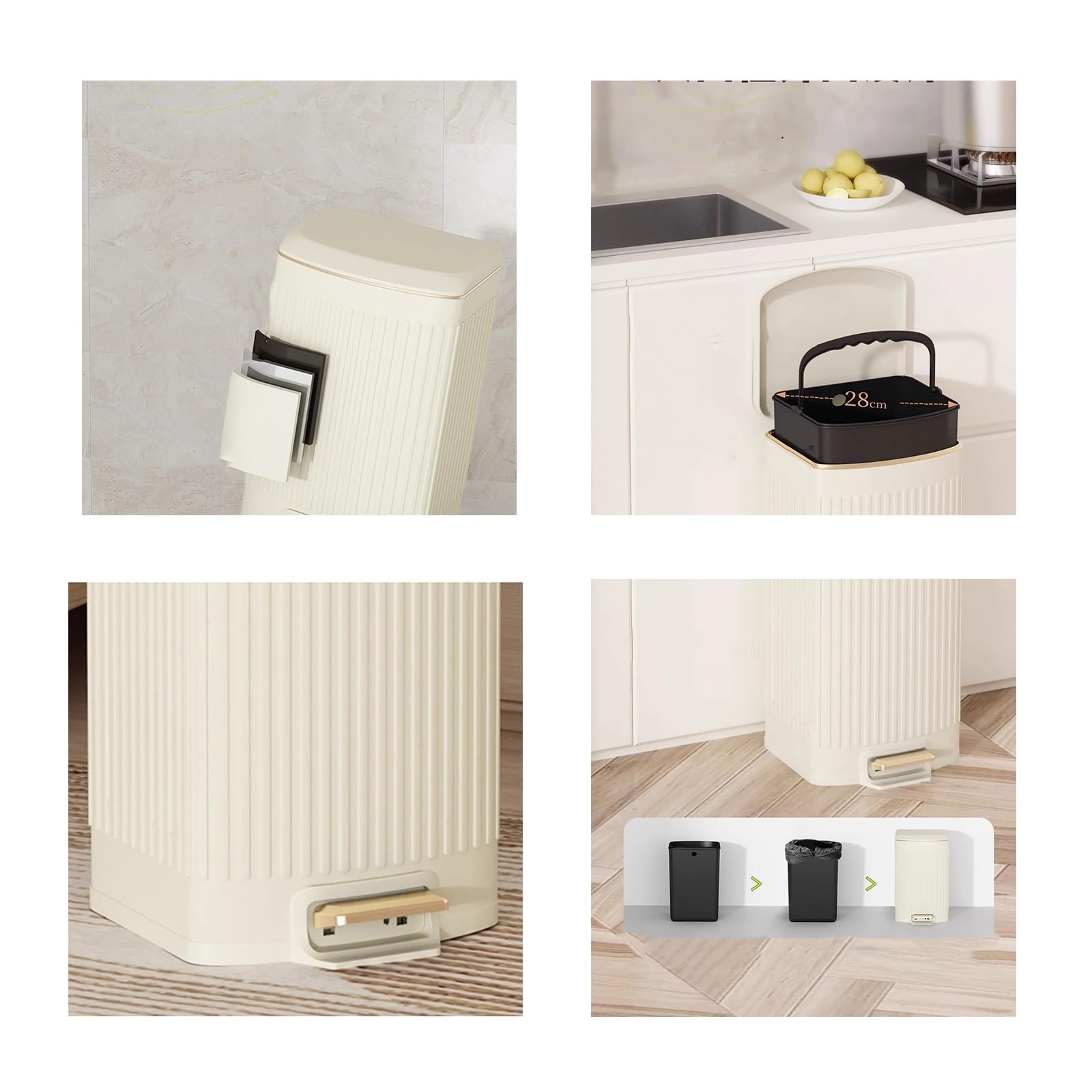 bidoni per la cucina Pattumiera da cucina a pedale in acciaio inossidabile 20L Grande semplice moda for la casa Soggiorno con coperchio Bidone della spazzatura Cestino for rifiuti bidoni per la polver