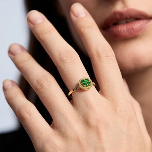 Miniatura 8 de Collar para ansiedad, anillos para la ansiedad para mujeres, anillos de trébol de cuatro hojas, anillo de preocupación de color dorado para la