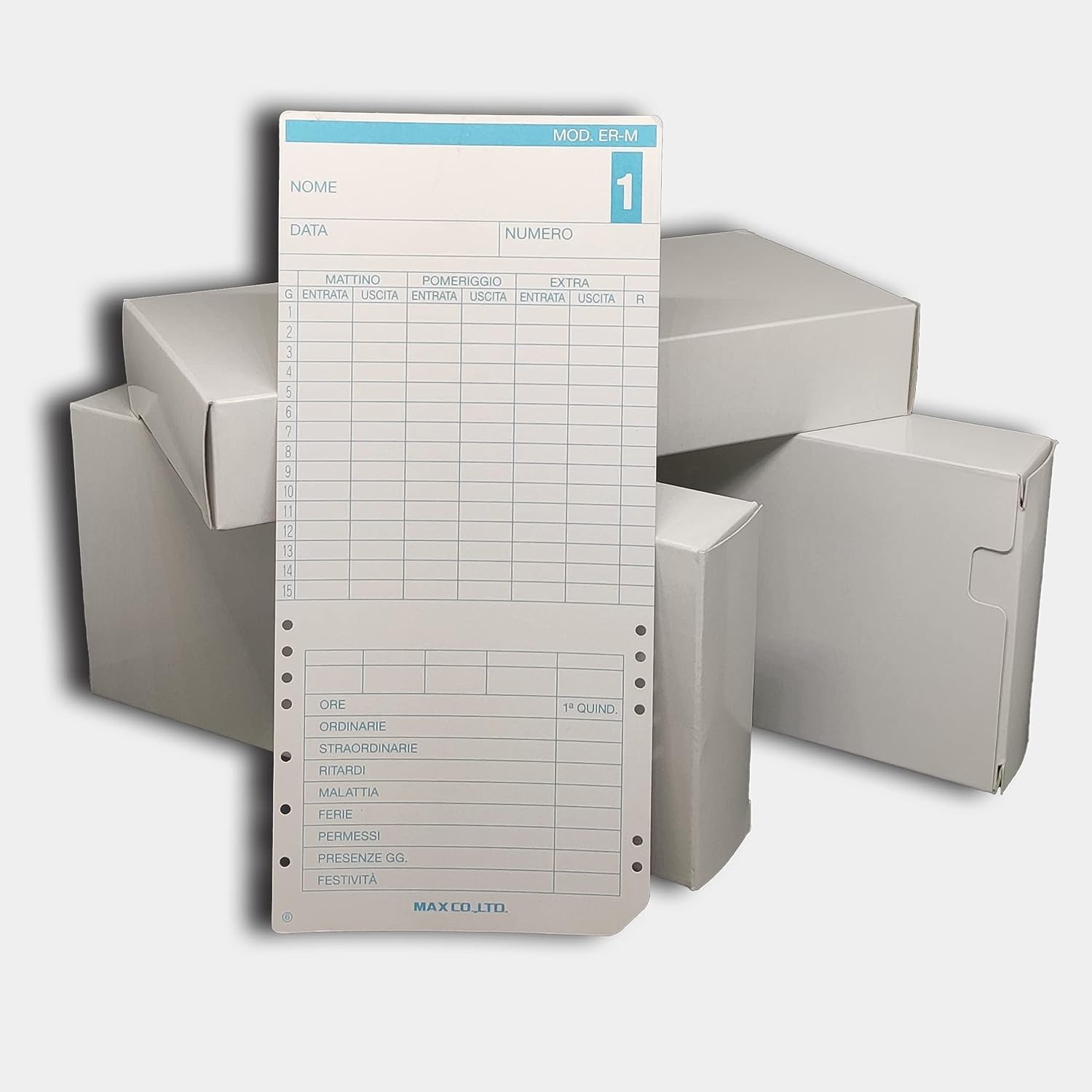 MAX CO LTD, ER-M Cartellini Quindicinali Timbracartellini MAX 1100/1500/1600/2100/2200/2500/2700/3100, Bianco, Set di 300 Pezzi