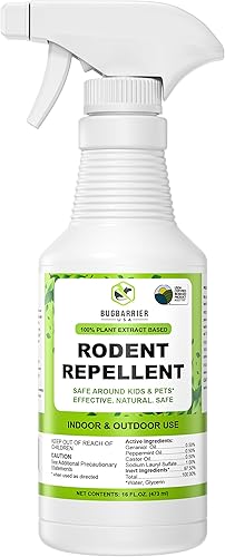 Repelente de ratones extrafuerte en aerosol, fórmula 100% biobasada USDA con aceites de menta - Evita la anidación de ratones, refresca el aire en