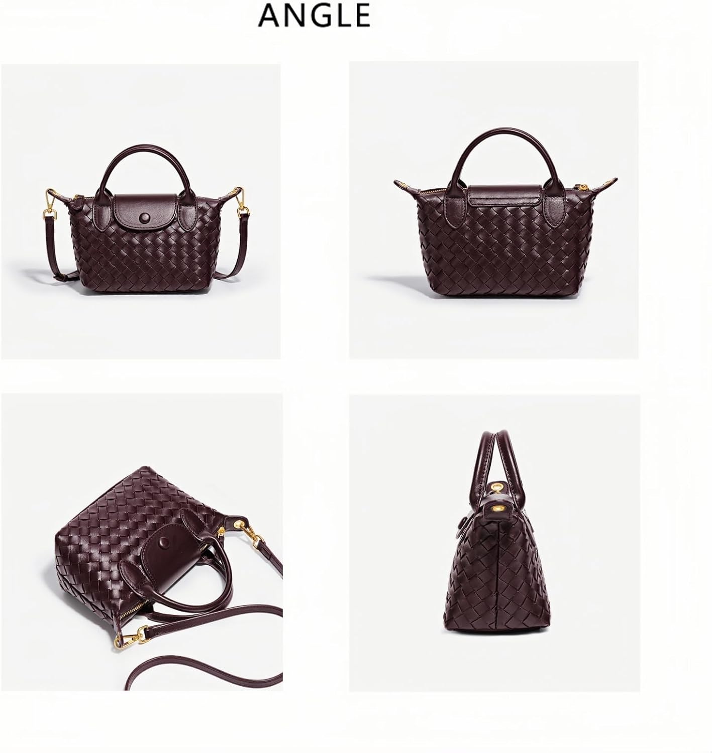 Hand-Woven Bag Fashion Dumpling Handbags Designer Bags Simple Versatile Single Shoulder Crossbody Bucket(Grape Purple)