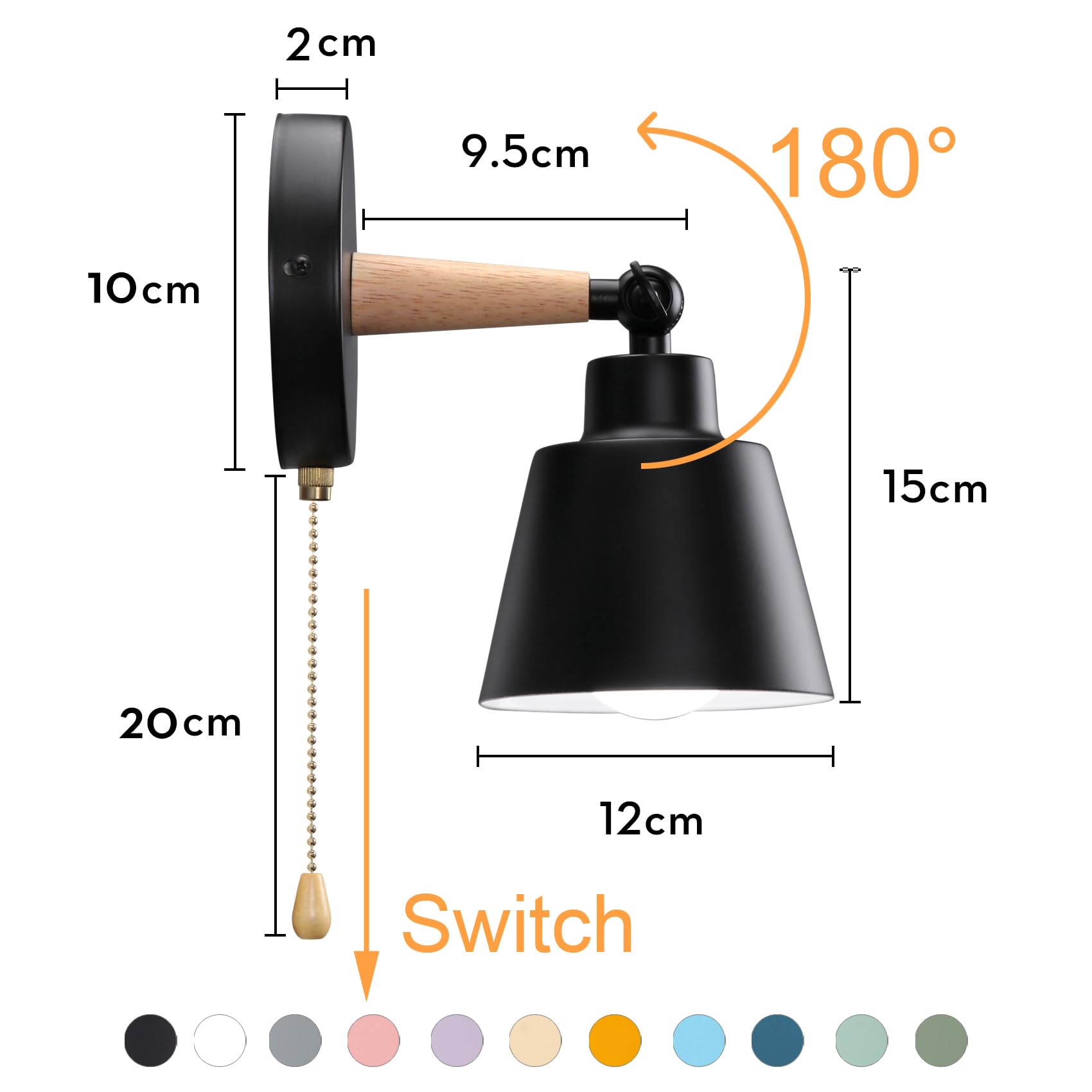 Lot De 2 Appliques Murales Rétro E27 - Luminaire Industriel En Bois Et Métal Réglable Pour Salon