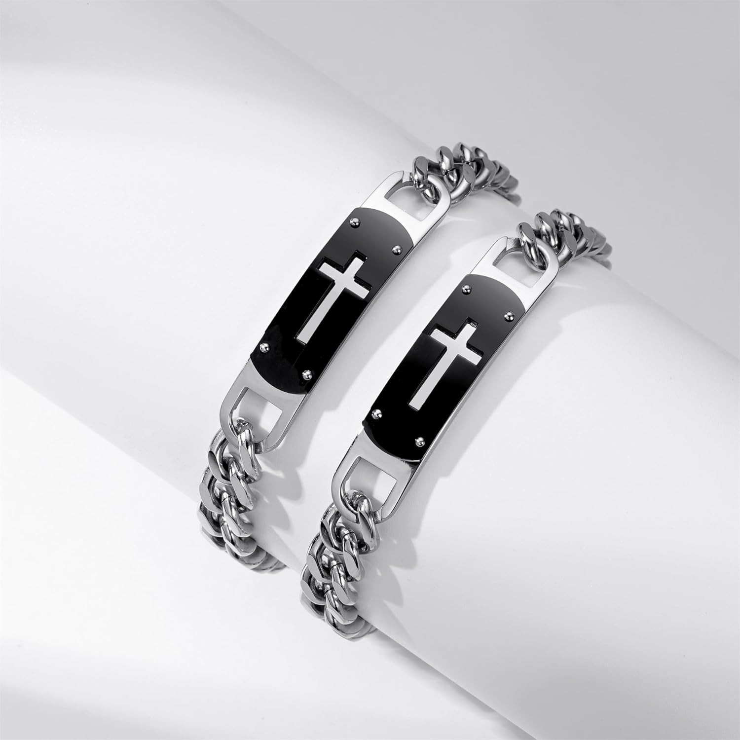 Jesus Cross Bracelet for Men Boys, Stainless Steel Cuban Cross Chain Link Bracelets Bible Verse Christian Cool Jewelry Graduation Trendy Valentine gifts for Kids Teen Boy - Image 6