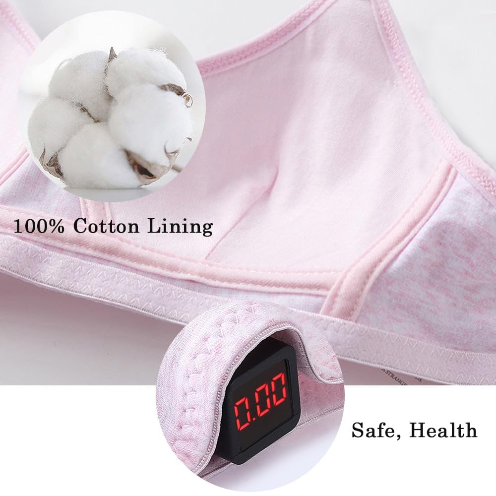 Bysion Reggiseni per Ragazze Adolescenti 3 Pezzi Cotone Traspirante Senza Cuciture Sportivo Intimo Reggiseno Bralette per Bambine per 12-18 Anni Bambini e Donne