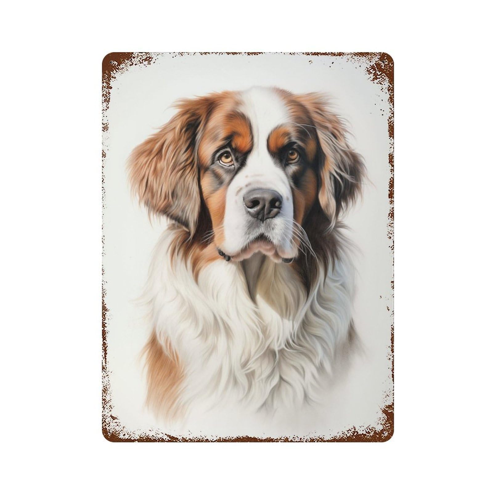 St Bernard Dog Decorative Tin Sign 15.7"x11.8", for Bistro, Counter And Cafe Decor, Retro Wall Decor