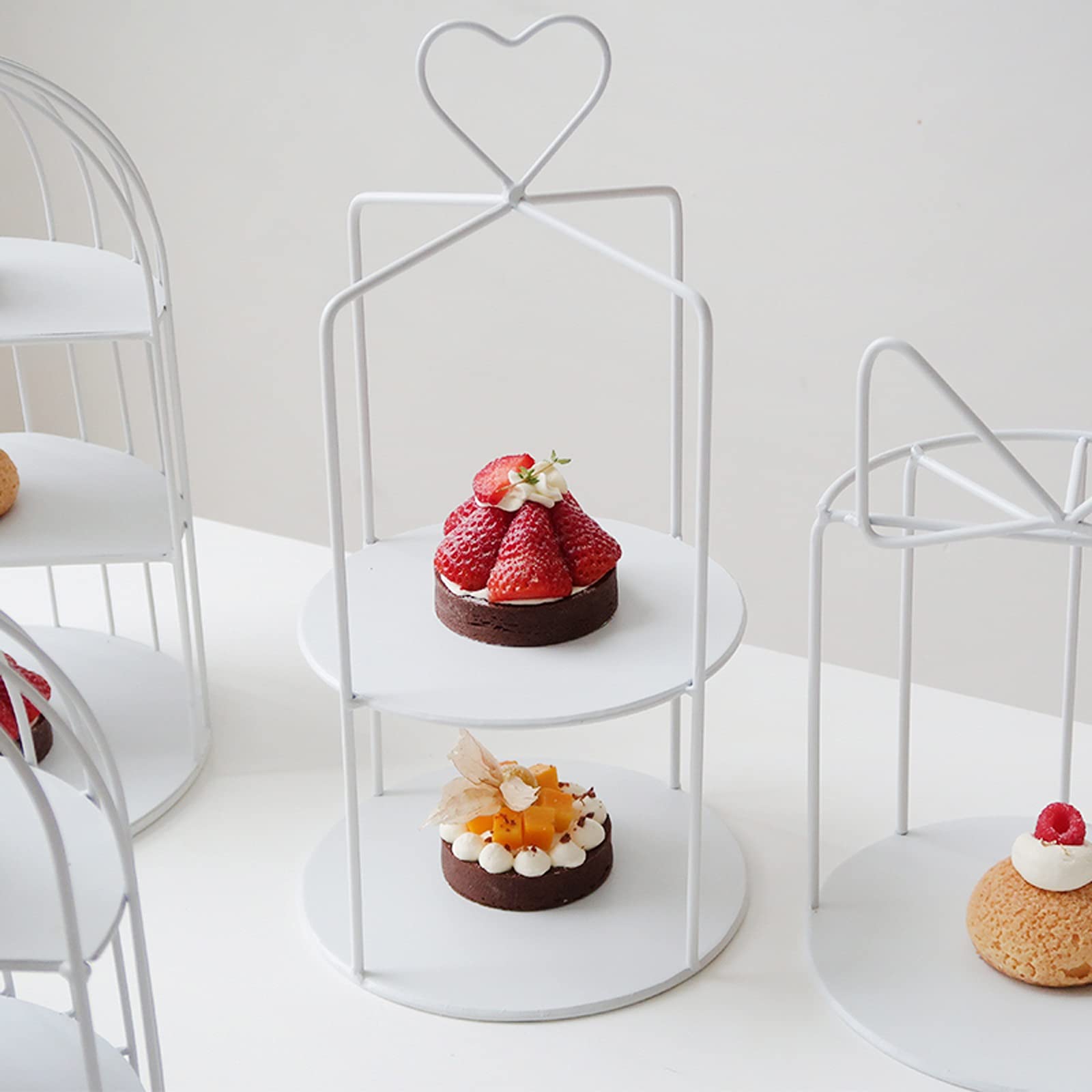 Supporto per Torta Supporto per Torta in Metallo Doppio bancone per Dessert Espositore per Cupcake per tè pomeridiano Vassoio Multiuso per Pasticceria e Frutta