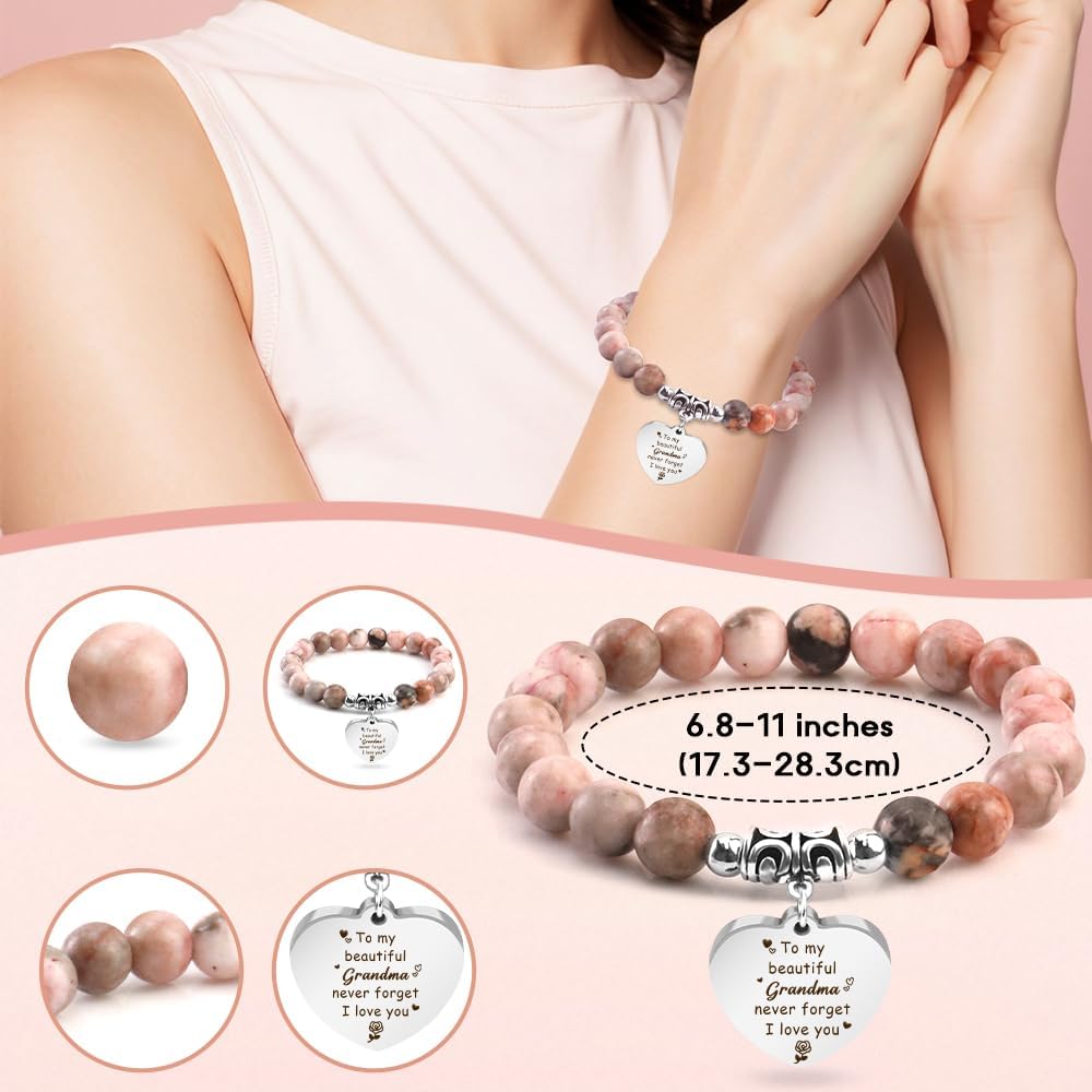 Grandma Gifts Mothers Day Gifts for Grandma Mothers Day Gift Ideas 60 70 80 Birthday Grandmothers Day from Grandson Valentines Day Easter Christmas Stocking Stuffers for Grandparents Beaded Bracelet - Image 2