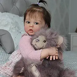 Bebê Reborn Boneca de Silicone Menina Realista Olho Castanho 55cm Pode Tomar Banho