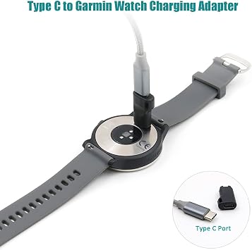 Garmin Watch Charger to Type C Adapter, 2Pack Compatible with Garmin Fenix 6 6S 6X Pro, Fenix 5 5S 5X Plus, Forerunner 745 935 945 45 45S 245, Approach S60 X10 and More