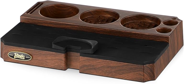 Bincoo Multifunctional Espresso Tamping Station,Plastic ABS Coffee Tamper Station Fit for 51 to 58mm Portafilter,Tamper,and Distributor,Puck Screen Espresso Accessories for Home OfficeBrown