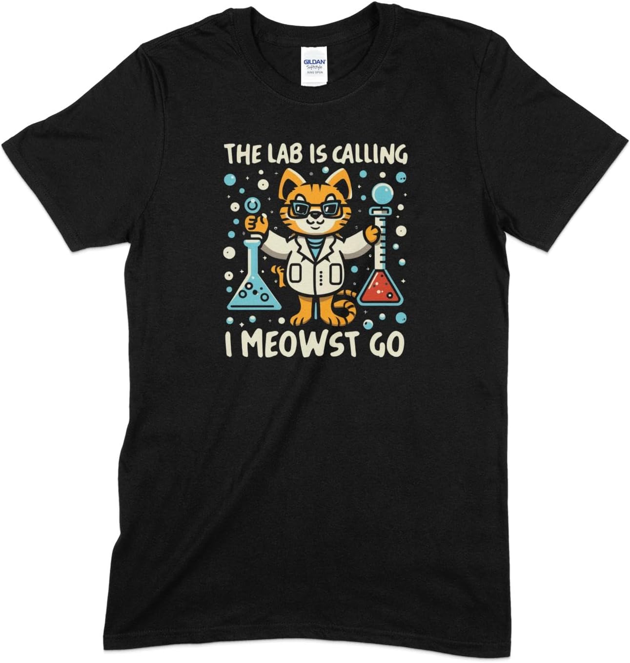 GenericFunny Science Cat T-Shirt, The Lab is Calling I Meowst Go, Chemistry Geek Tee, Unisex Graphic Shirt, Gift for Nerds