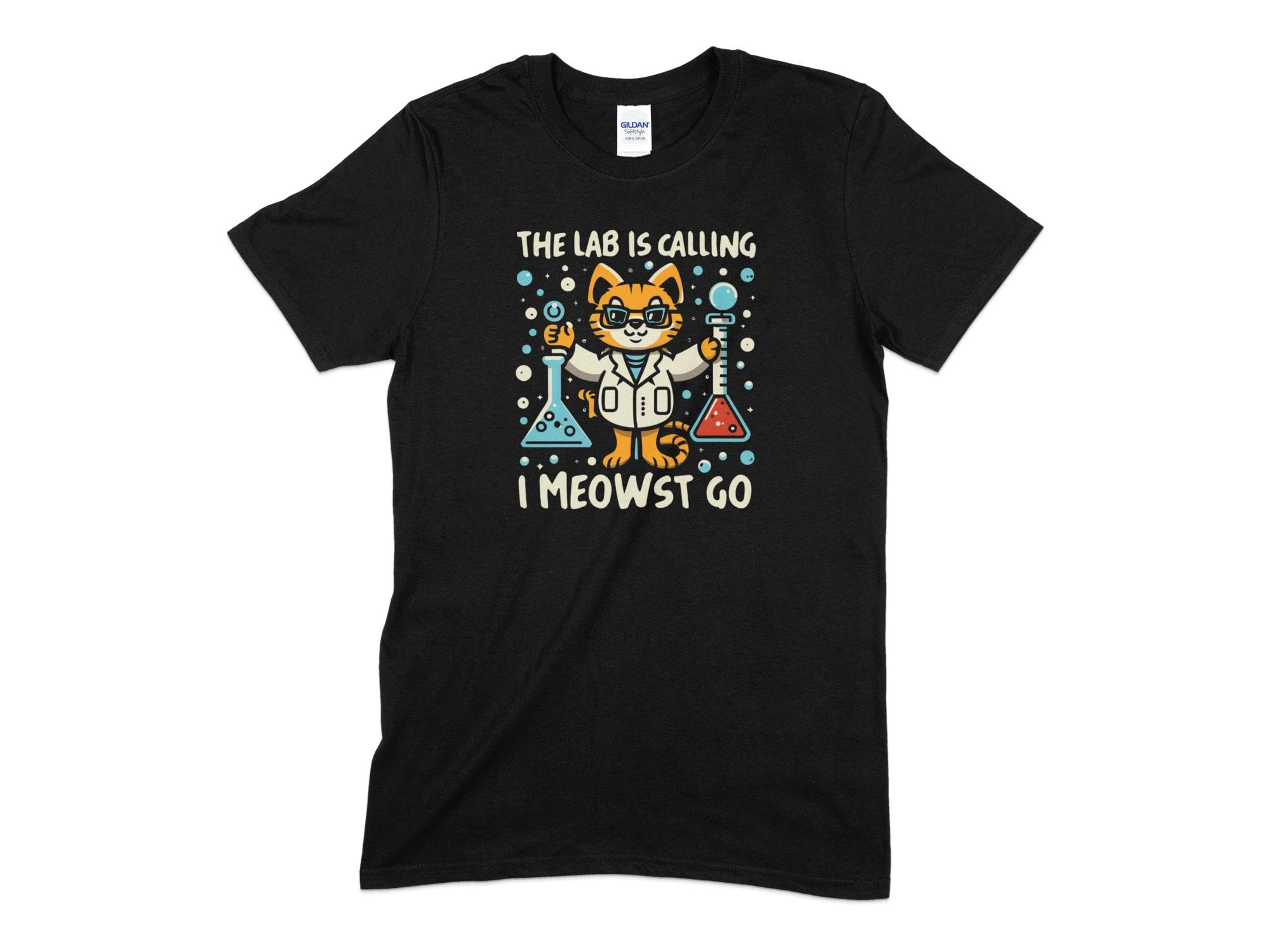GenericFunny Science Cat T-Shirt, The Lab is Calling I Meowst Go, Chemistry Geek Tee, Unisex Graphic Shirt, Gift for Nerds