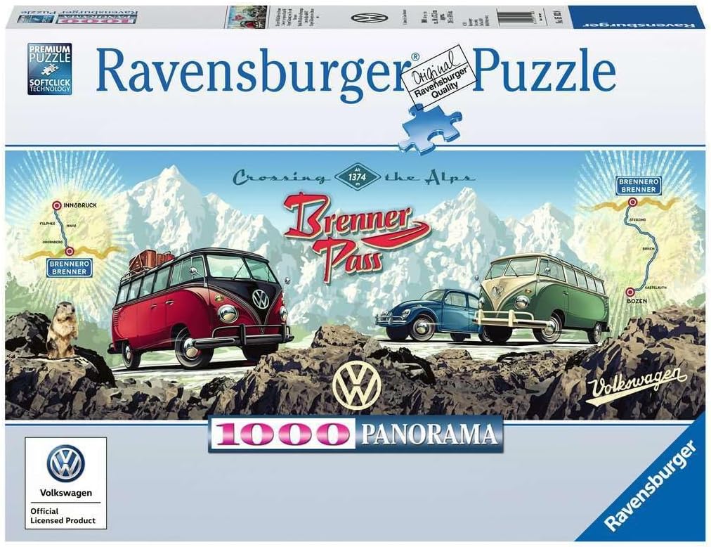 Ravensburger Cross The Alps with VW Volkswagen Panoramic 1000 Piece Jigsaw Puzzle for Adults and Kids Age 12 Years and Up