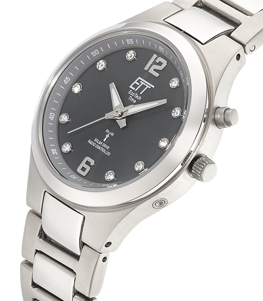 ETT Eco Tech Time Funk Solar Damen Uhr Analog mit Titan Armband ELT-11466-24M