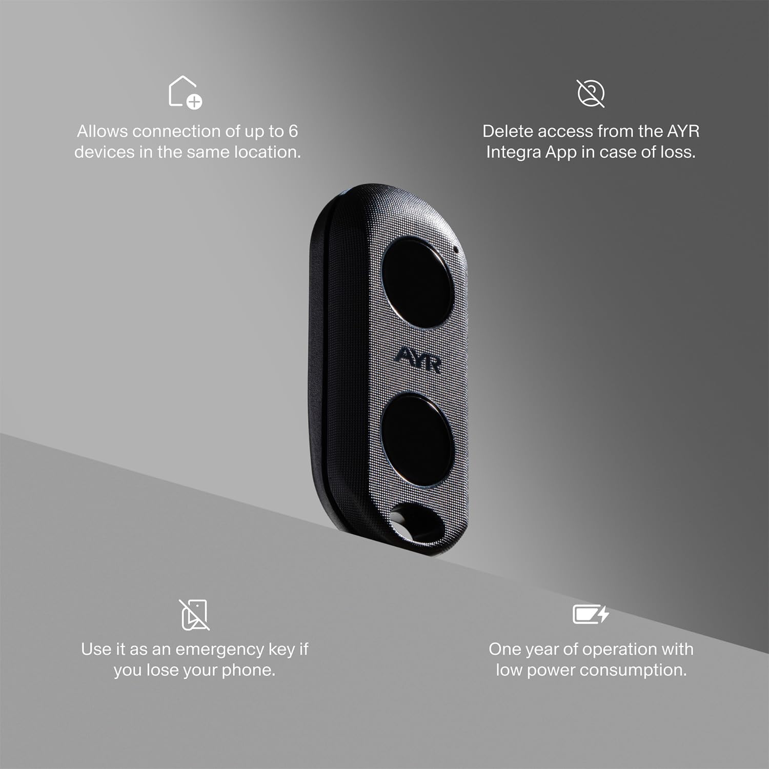 AYR Key Pro - Mando Bluetooth de Alta Seguridad para Cerraduras Inteligentes Lock Pro y Pass. [Negro Mate].