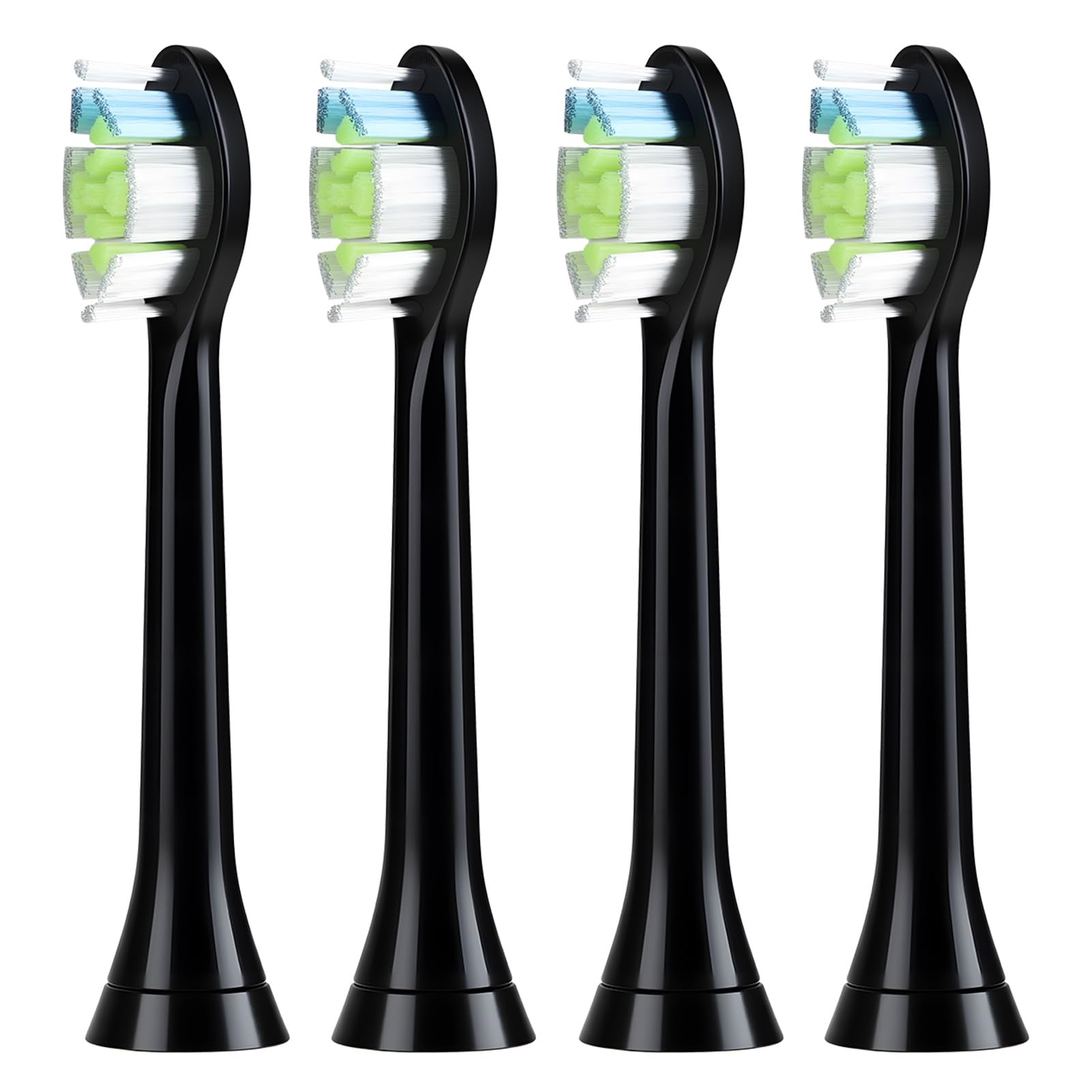 Cepillo de dientes de repuesto para Philips Sonicare, cabezales de repuesto para cepillo de dientes eléctrico, cabezales de cepillo de dientes eléctricos para limpieza dental, juego de 4, negro