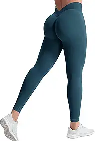 Leggings femininas Liz Scrunch para treino, cintura alta, levantamento de bumbum, decote em V, cintura traseira, sem costura, academia, ioga, leggings