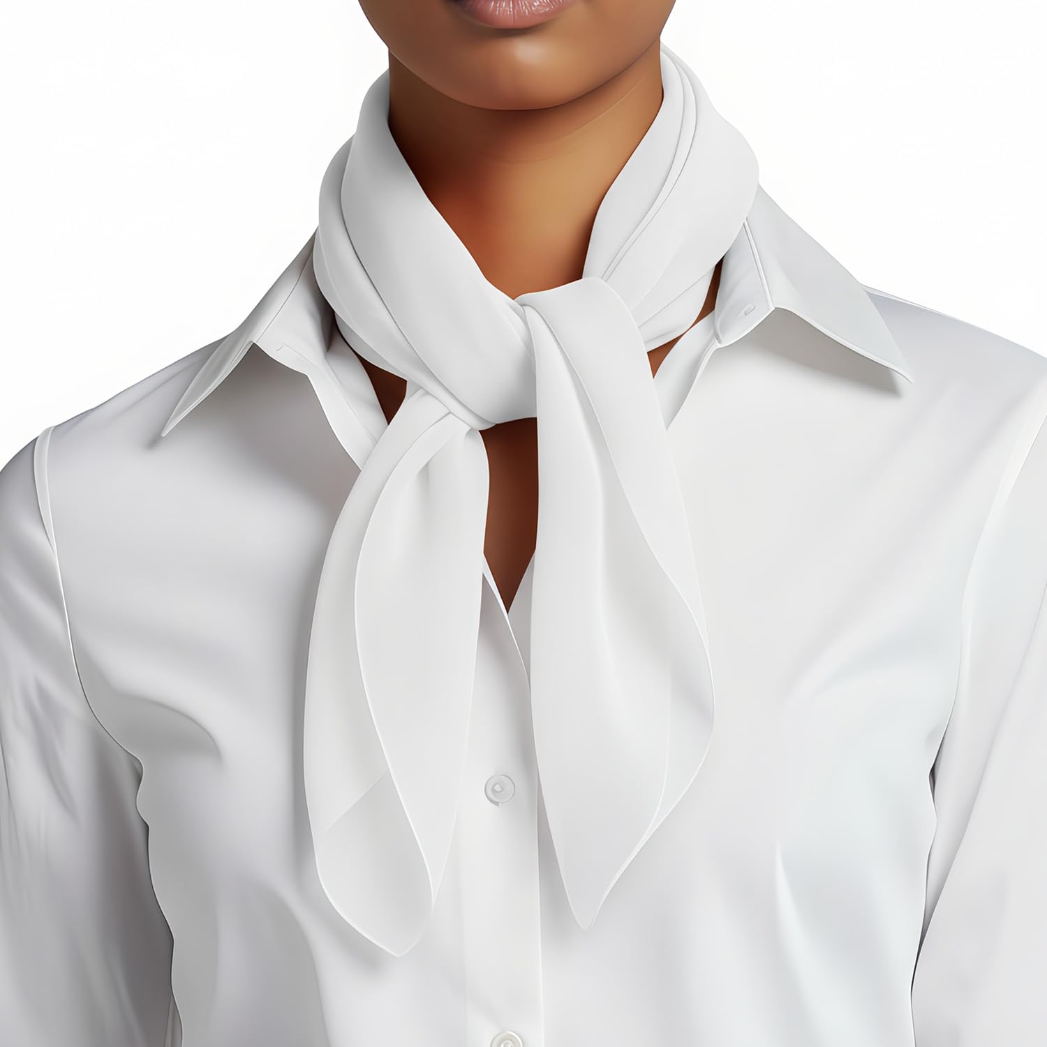 Basic Sense Lightweight Chiffon Square Scarf for Women Retro Neckerchief Bandana & Hair Tie, White