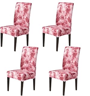 LiveGo, coprisedia Elasticizzato, per sedie da Pranzo, con Schienale Alto, Protezione per sedie, per Sala da Pranzo, Matrimoni, Banchetti e Feste, Red, 4 Pezzi