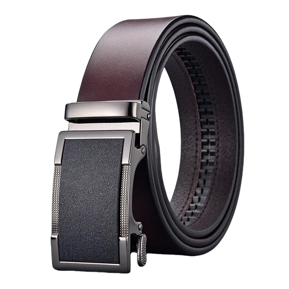 Cinturón de cuero auténtico para hombre, cinturón de negocios con hebilla automática de metal, correas de cintura para jeans