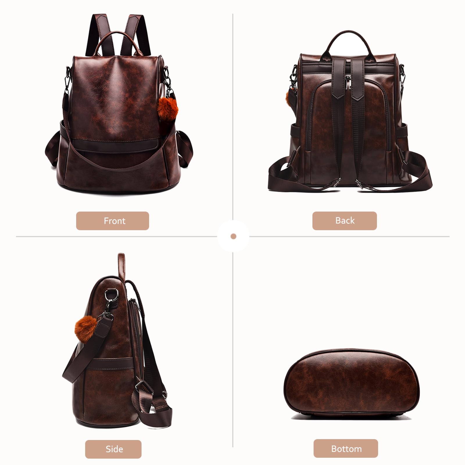 NICOLE & DORIS Rucksack Damen Rucksackhandtaschen Mode Rucksack Schulter Tasche Wasserdichte Anti-Diebstahl Schultertasche Damen Rucksack mit großer Kapazität