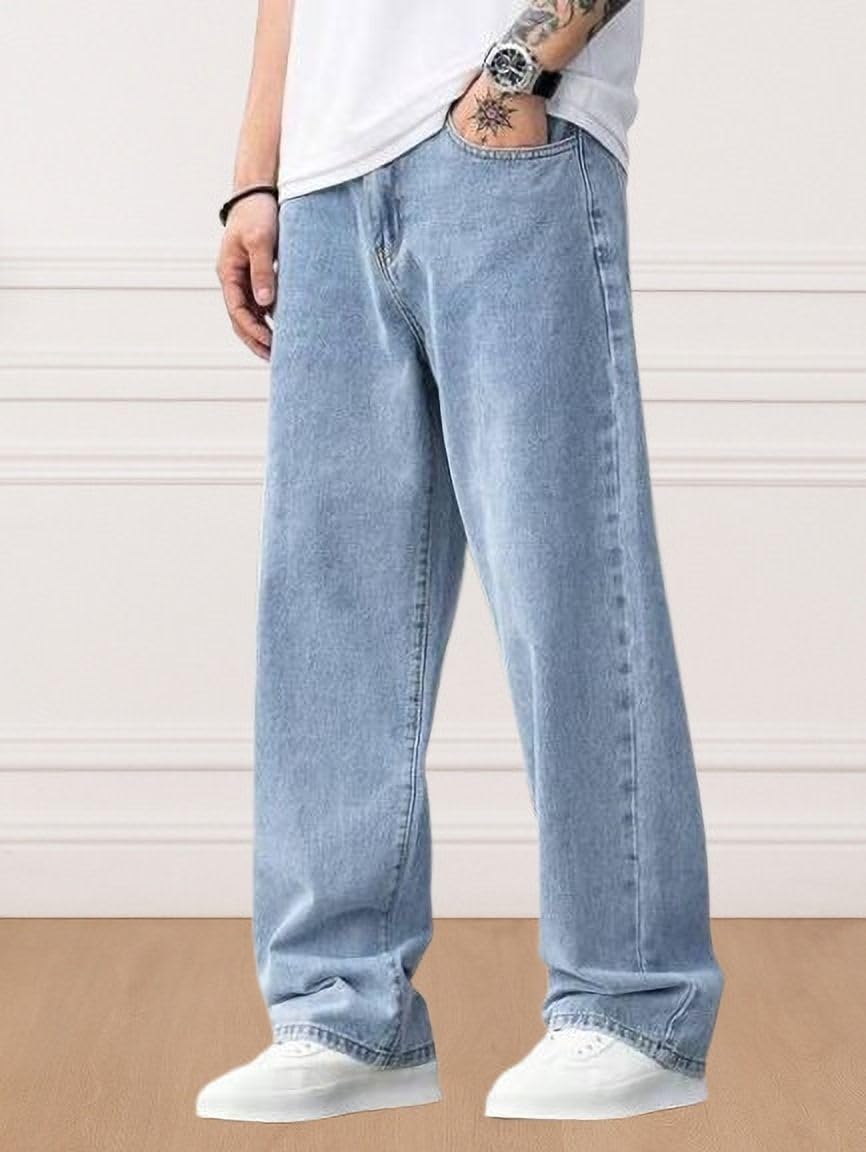 o2 route Loose Fit Mid Rise Light Blue Men Denim Jeans-picture-42