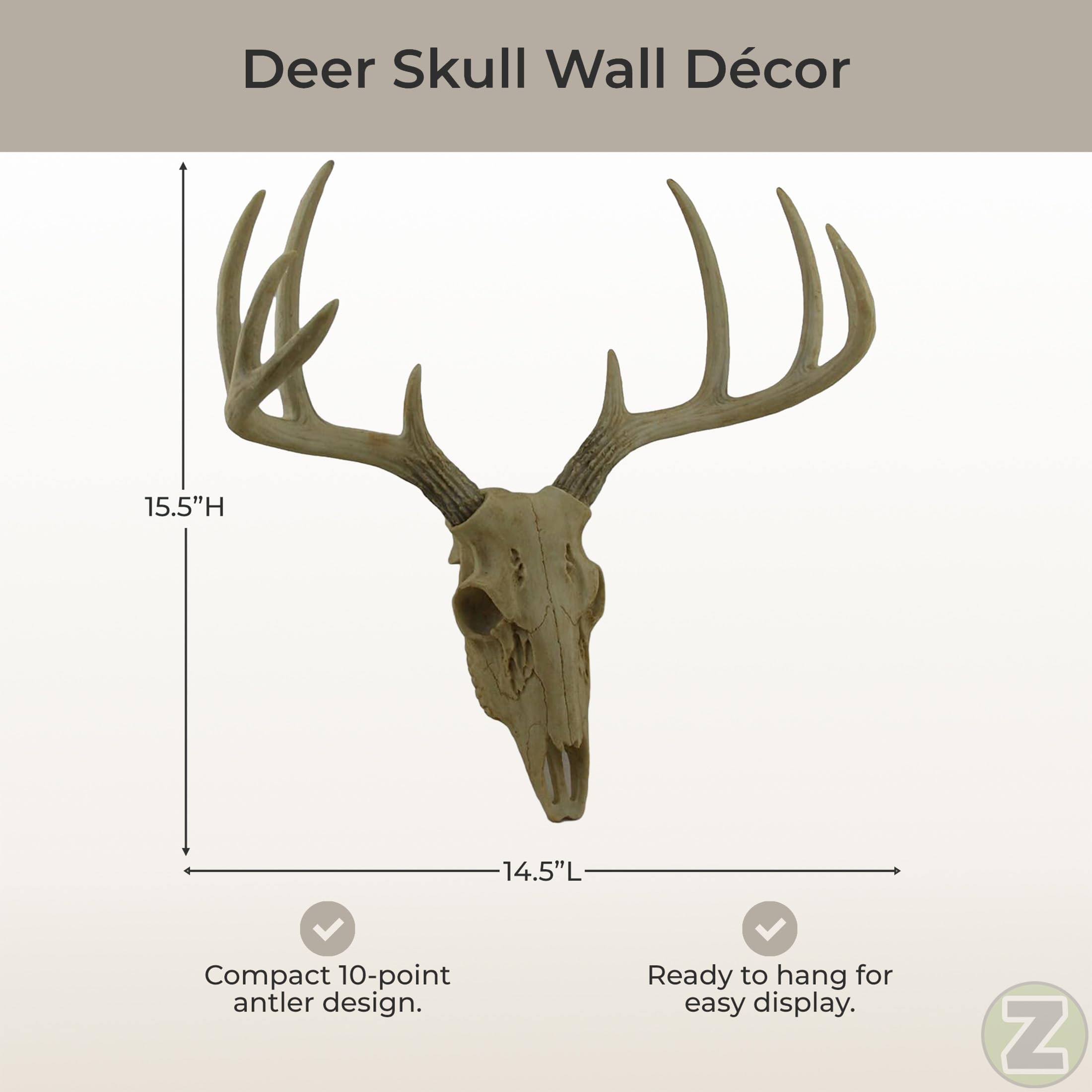 希少 Acq deer skull 　壁掛け　コンクリート製オマケ付き Zeckos Little Bucky - 15-Inch Wall Mounted Faux Deer Skull With 10