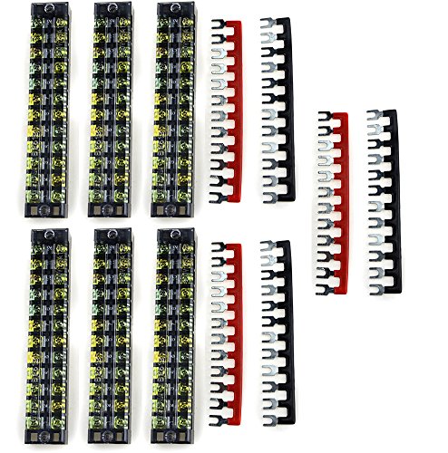 Barrette de raccordement à vis XLX 12 positions 600V 25A double rangée avec pontets