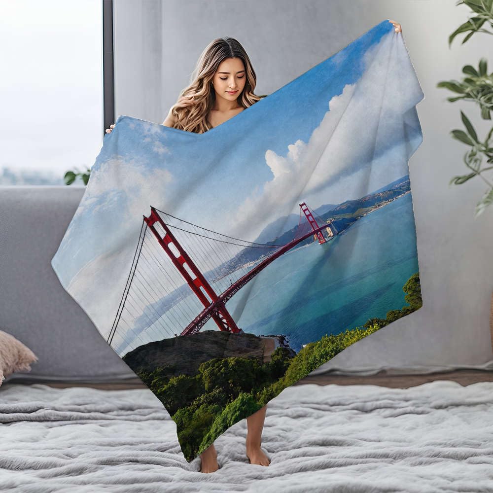 Couverture blanche lit 150x200 pour rompre la fraîcheur avec le Golden Gate San Francisco