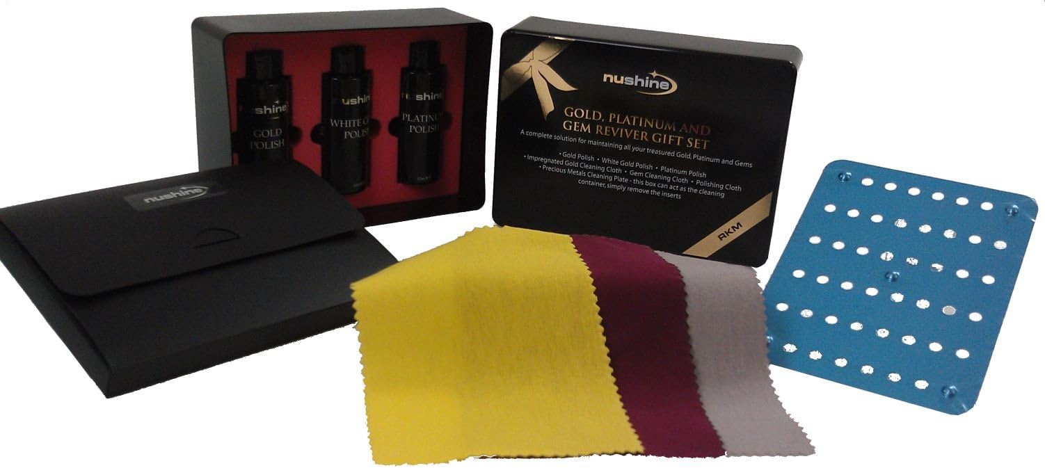 Gold, Platinum and Gem Reviver Gift Set - a complete kit (Contains Gold Polish, White Gold, Platinum Polish, Magic Cleaning Plate, Gold Cloth, Polishing Cloth, Keep-safe wallet and presentation box)