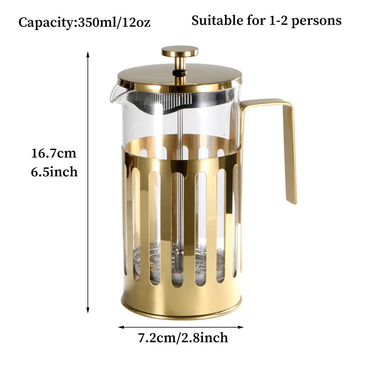 Cafetera de prensa francesa, olla de borosilicato resistente al calor con pantallas de filtro de acero inoxidable para espresso y cerveza fría