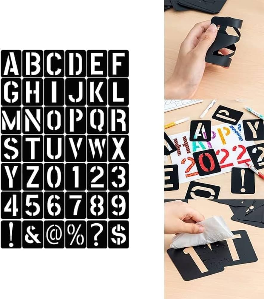 Amazon.co.jp: ステンシルシート 角文字レター 大文字A-Z 0-9