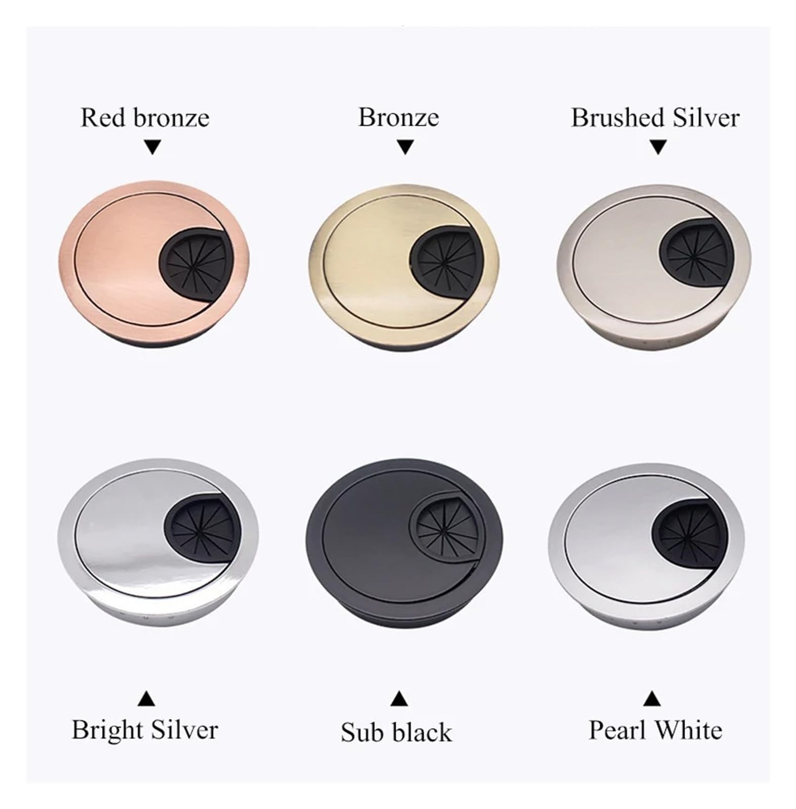 50 – 80 mm Zinc Alloy Round Desk Grommet Cable Hole Wire Port Cover (brąz, 60 mm)