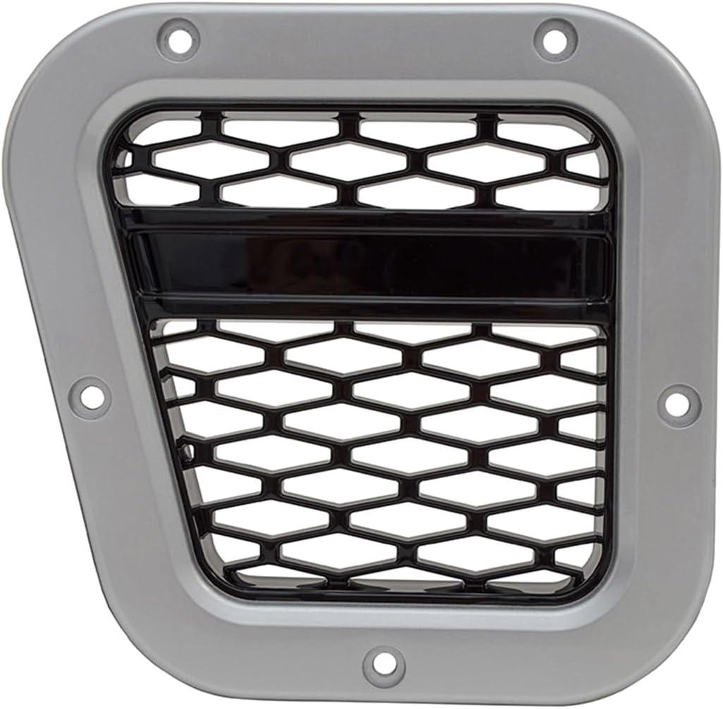 BRITPART XS AIR INTAKE GRILLE SILVER WITH BLACK MESH LEFT COMPATIBLE WITH LAND ROVER DEFENDER, PART DA1973