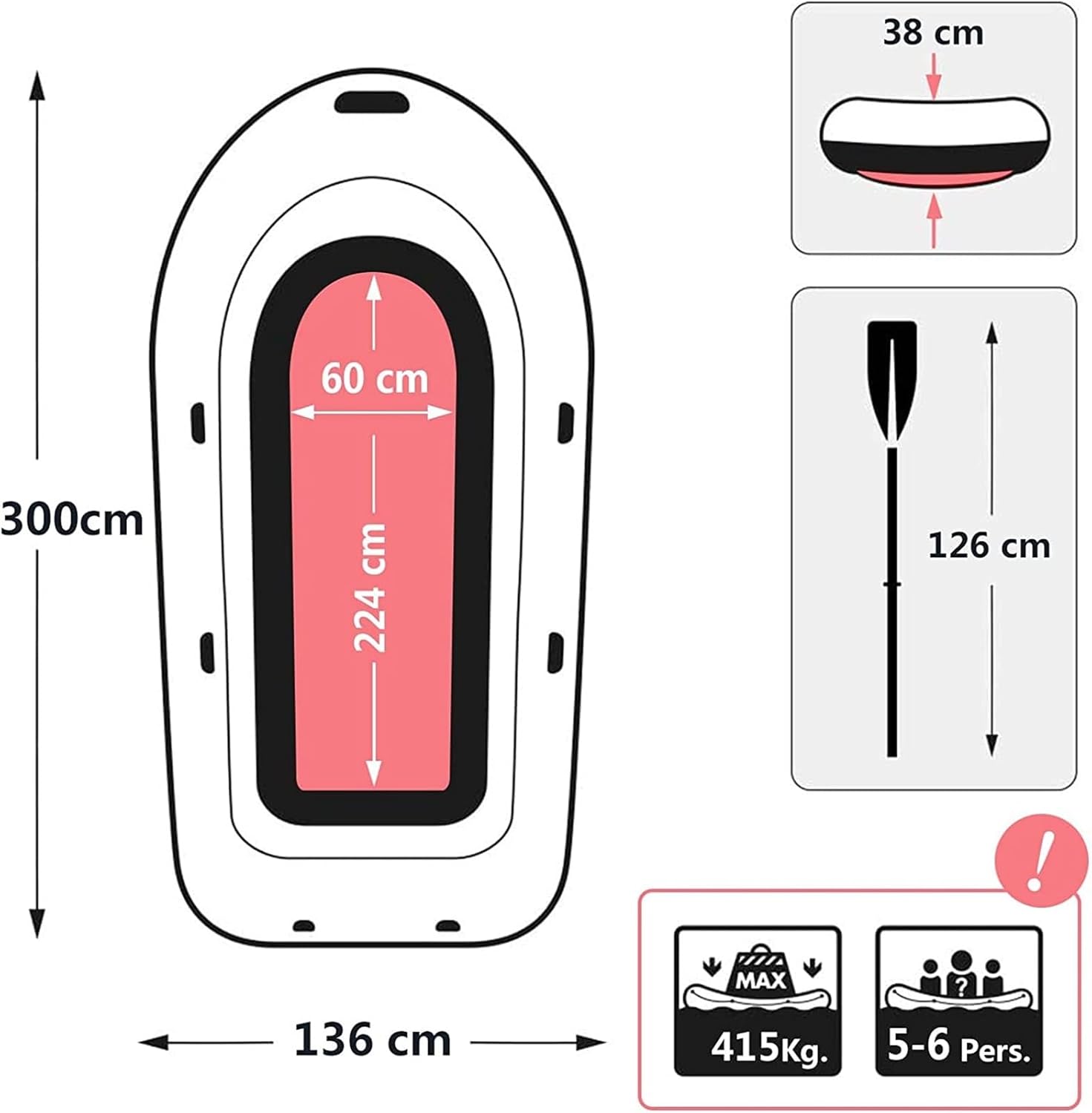Adult Inflatable Summer Drift Boat,Inflatable Boat Foldable Inflatable Boat 300x136x38cm.