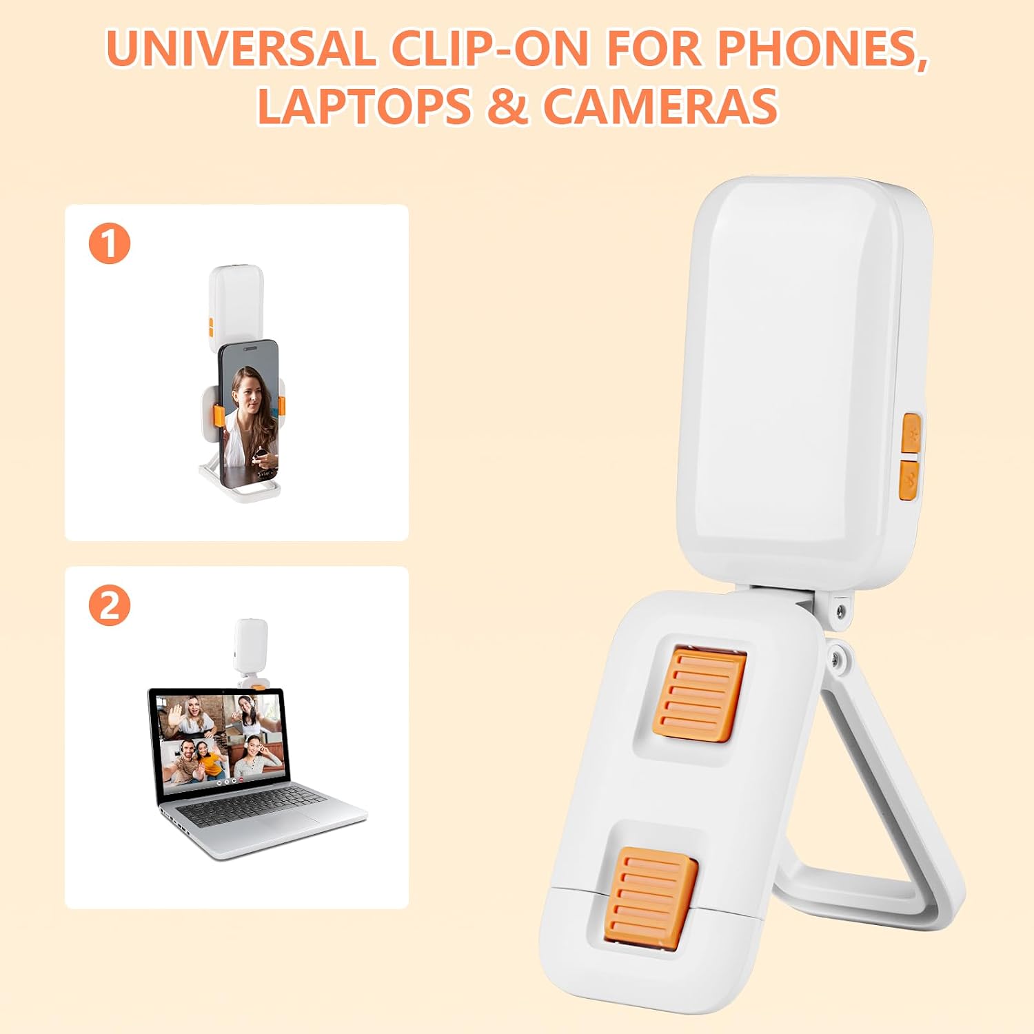 LED Selfie Light Tripod for Phone, LED Light with Stand and Phone Holder, Foldable Cell Phone Stand, 3 Color Temps, 14 RGB Modes, 1000mAh, for Live Streaming, Photography, Video Conference