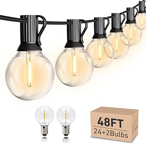 HISTAR 48Ft Outdoor String Lights Waterproof 24+2 Edison Bulbs for Patio, Garden, Porch, Backyard, Balcony, Bistro, Cafe Lights Decor