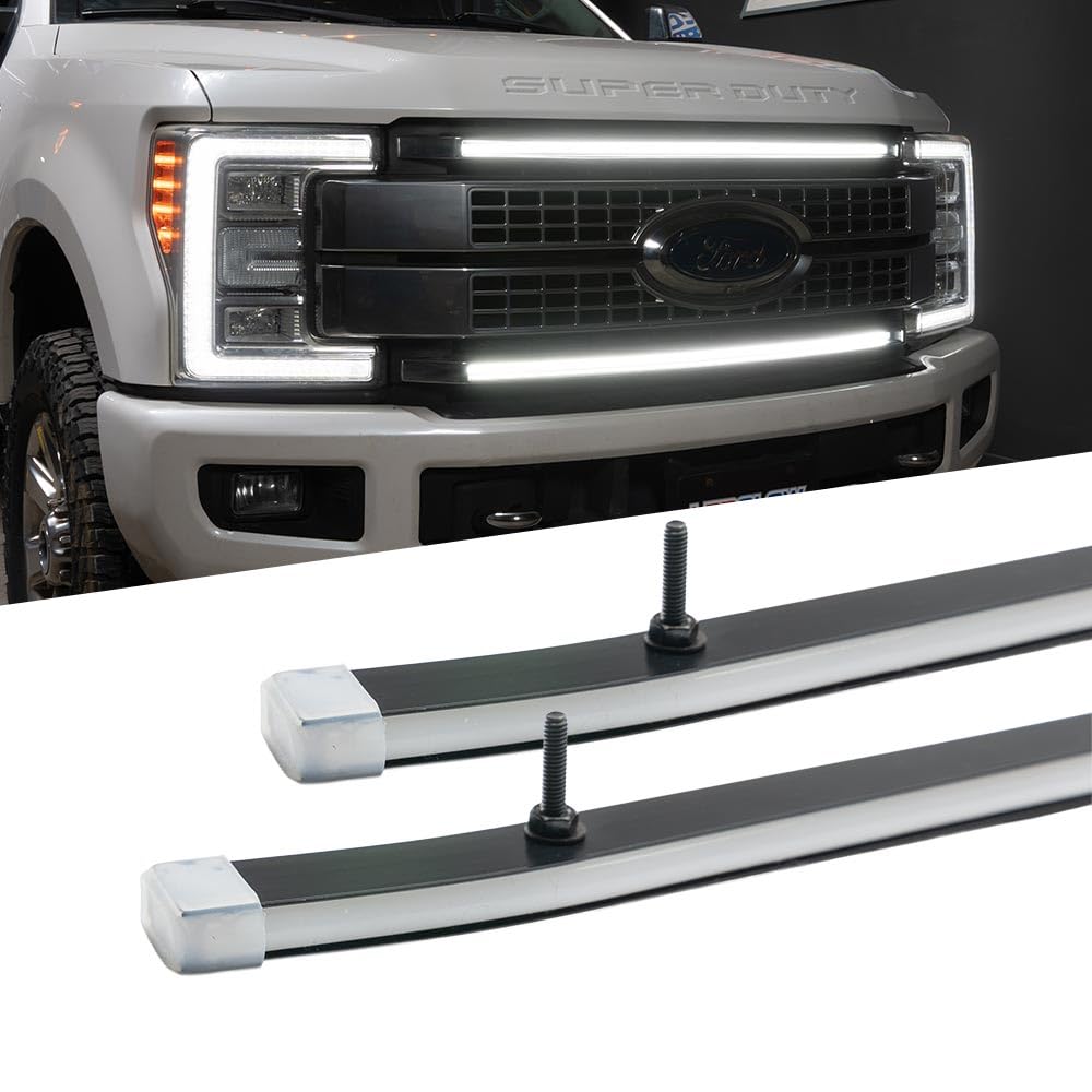 LEDGlow White LED Grille Accent Lighting Kit Fits 2017-2019 Ford Super Duty F250 F350 - Closely Matches The Factory Headlights Color - 2X Grill Light
