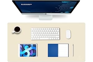 K KNODEL Large Ivory Cream Beige Desk Mat, Office Desk Pad