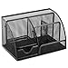 Halter Mesh Desk Organizer - 6 Compartments with Drawer, Multifunctional Organizer for Home and Office Supplies (Black)