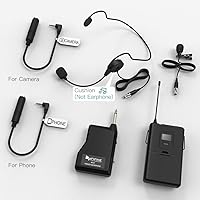 Vista 7 de FIFINE Wireless Microphone System, Wireless Microphone set with Headset and Lavalier Lapel Mics, Beltpack Transmitter and Receiver,Ideal for