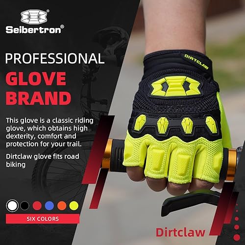 Seibertron Dirtclaw Youth BMX MX ATV MTB Road Racing Mountain Bike Bicicleta Ciclismo Off-RoadDirt Bike Gel Acolchado Antideslizante Guantes sin