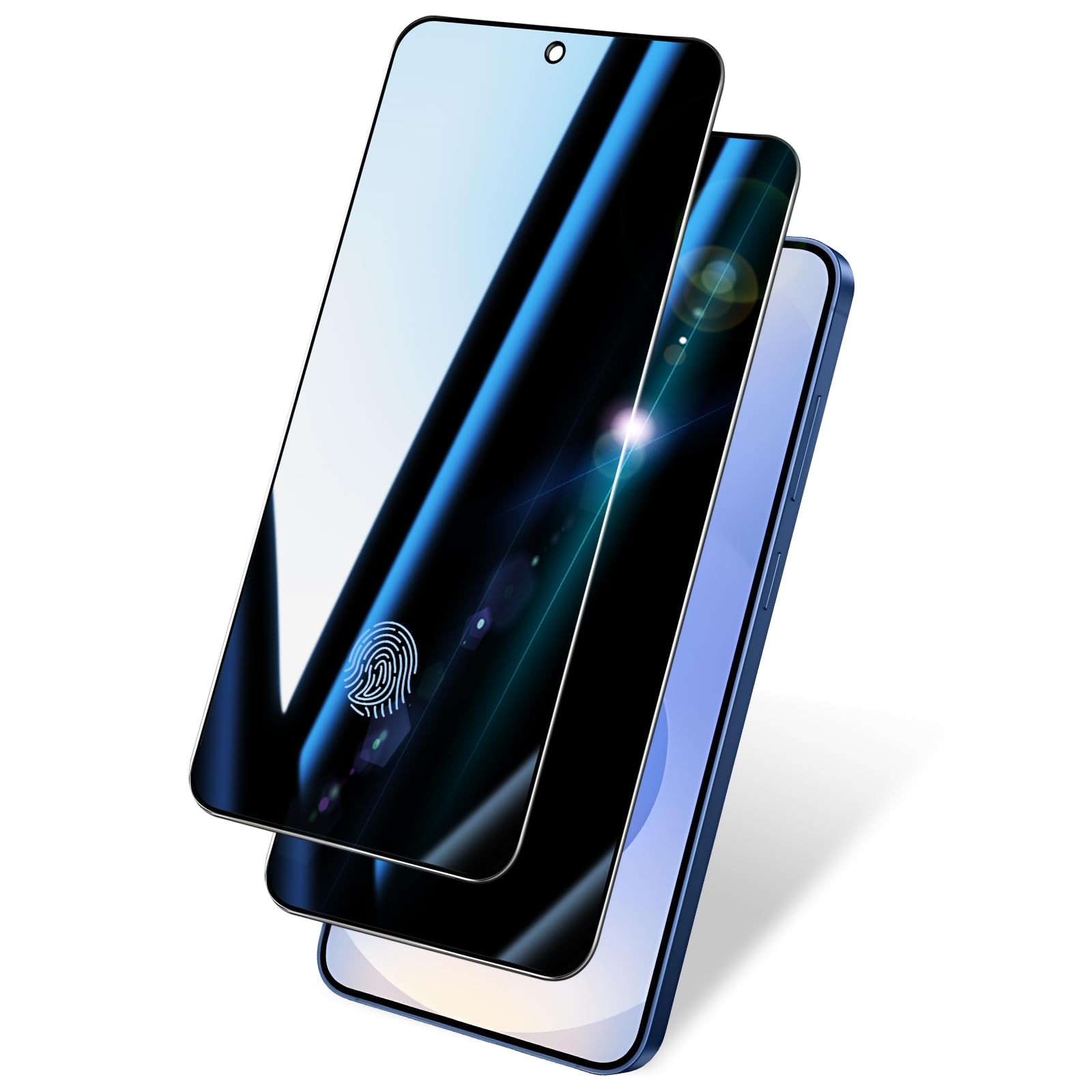 2 pack privacy screen protector for samsung galaxy s25|anti-spy tempered glass with fingerprint unlock support, anti-scratch, 9h hardness & easy installation