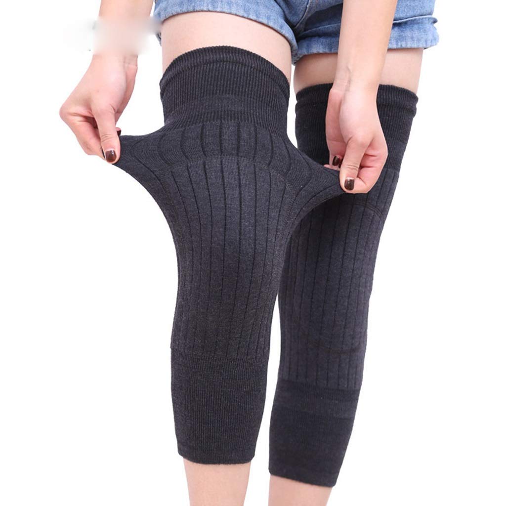 1 Paire Longue Cachemire Chaud Genouillère Laine Genou Soutien Femmes Vélo Allonger Protecteur Pad(Gray)