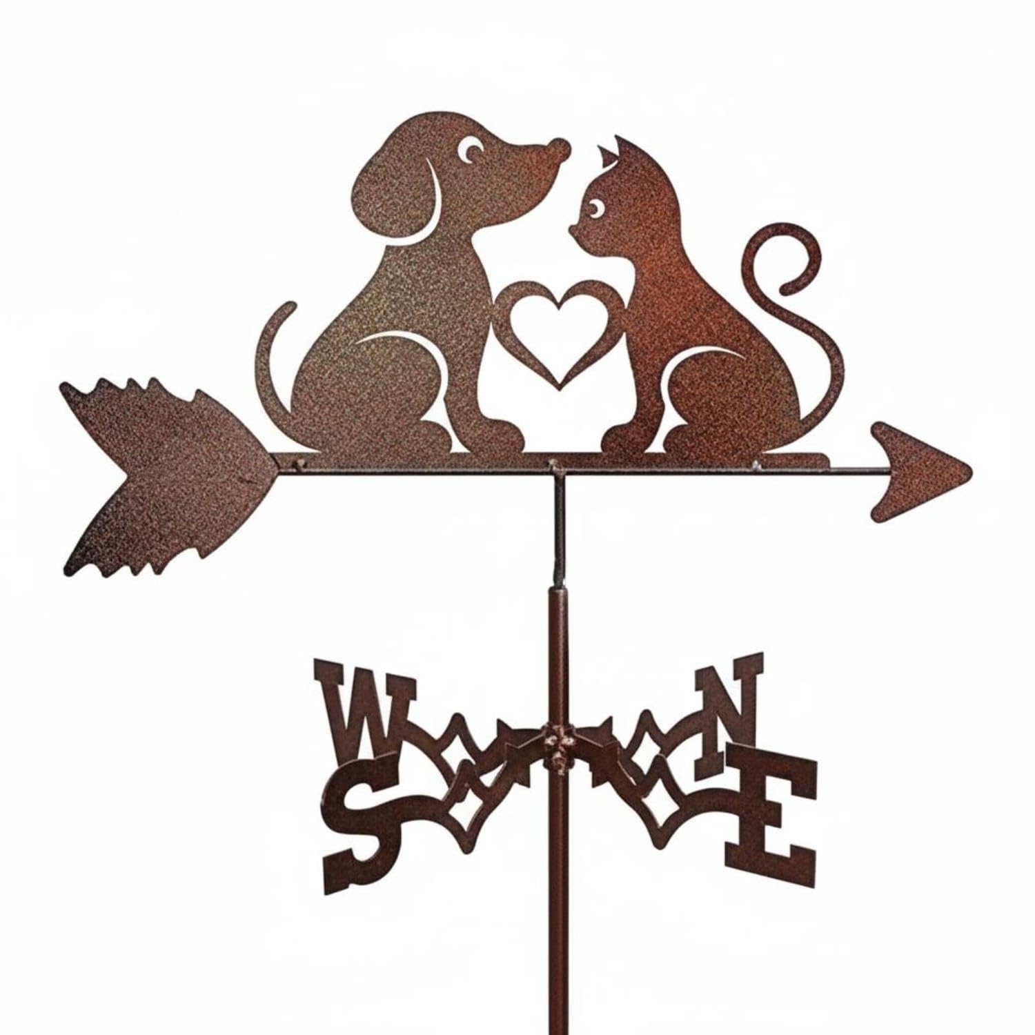 Spray Painted Finish Metal Weather Vane European Design Wind Direction Indicator Long-Lasting Garden Wind Vane Rustproof for Yard, Farmhouse, Shed, Two Cats-image-46