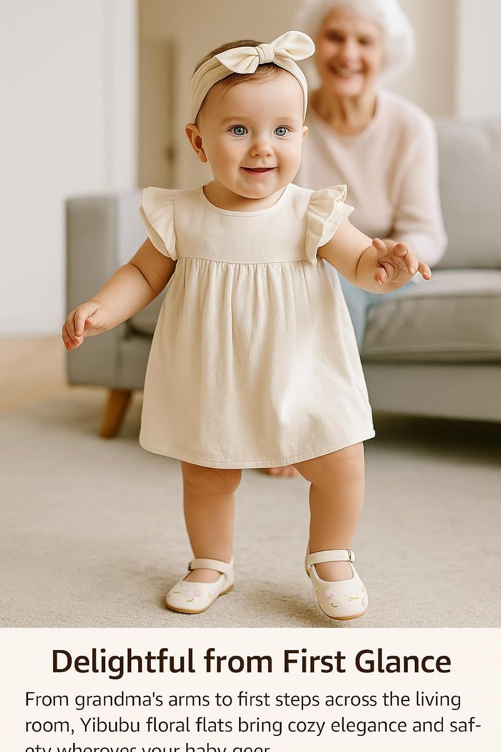 Fashion Gold Bow Baby Girl Shoes Soft Sole Crib Shoes for Infant & Toddler, Non-Slip First Walkers Newborn Baby Mary Jane Flats - Image 2