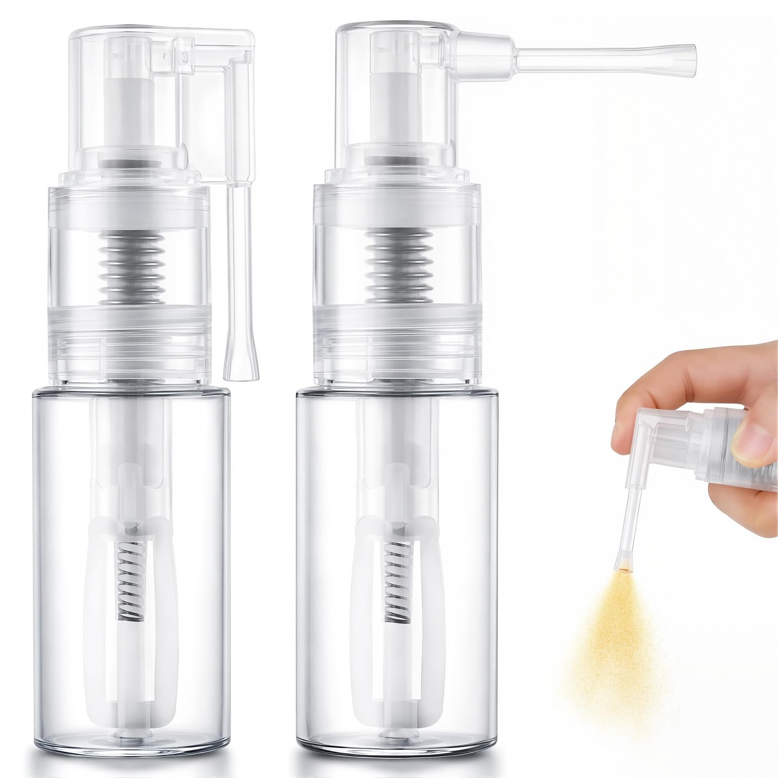 Lote de 2 botellas con pulverizador de polvo con purpurina de 35 ml, para manualidades, pasteles, tejidos, botellas vacías de polvo seco