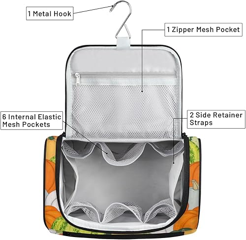 Miniatura 5 de Thanksgiving Day Decor Theme Toiletry Bag for Women Travel Makeup Organizer with Hanging Hook Traveling Cosmetic Bags for Toiletries Accessories