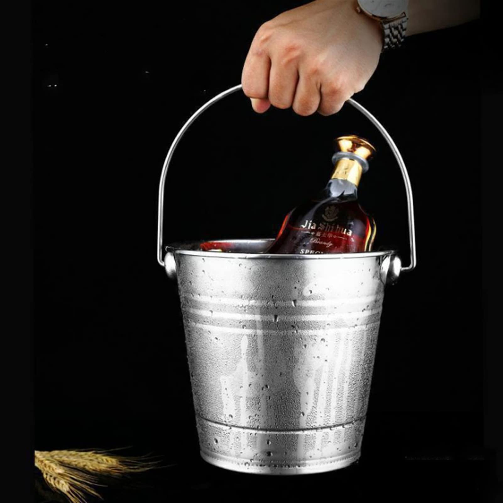 Eiseimer Edelstahl EIS Eimer Tragbare Eiskühlerkühler mit Griff Eiswürfel Container for Wein Champagner Bier Partei Bar Werkzeuge Eiskübel Sektkühler (Color : 3L)